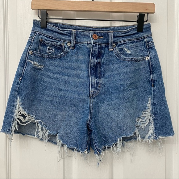 American Eagle Outfitters Pants - American Eagle Highest Rise Mom Short Distressed Cut Off Jean Shorts Size 4